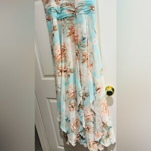 CALVIN KLEIN Embellished Tiered Halter Gown